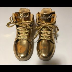 Kids size 1 gold high tops